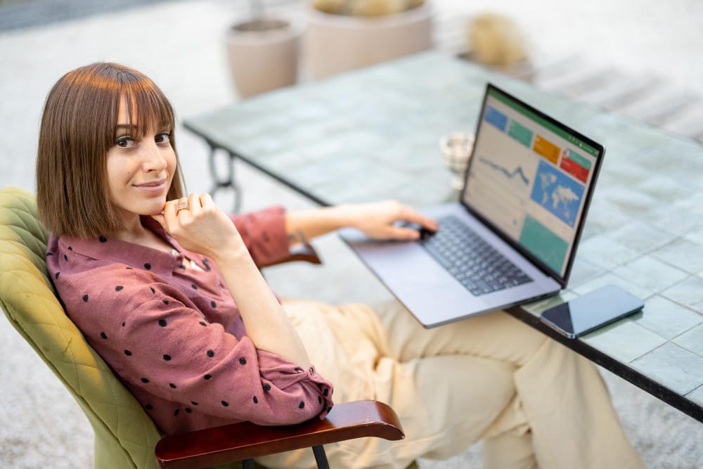 Woman doing SEO for wedding company